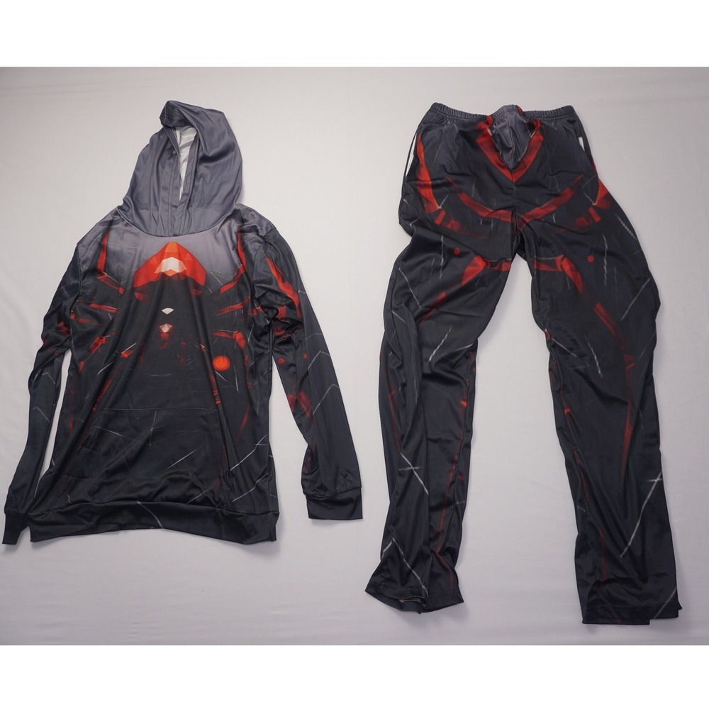 Unbranded Mens Tracksuit Black Red Spider Graphic Hoodie Pants Set